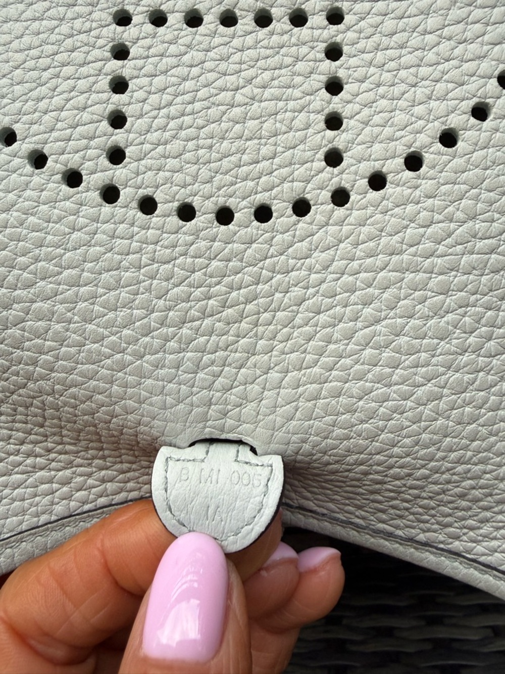 HERMÈS Mini Evelyne Amazone TPM 16 Bleu Pale & Gris Etain Full Set Receipt Copy - Picture 9 of 14